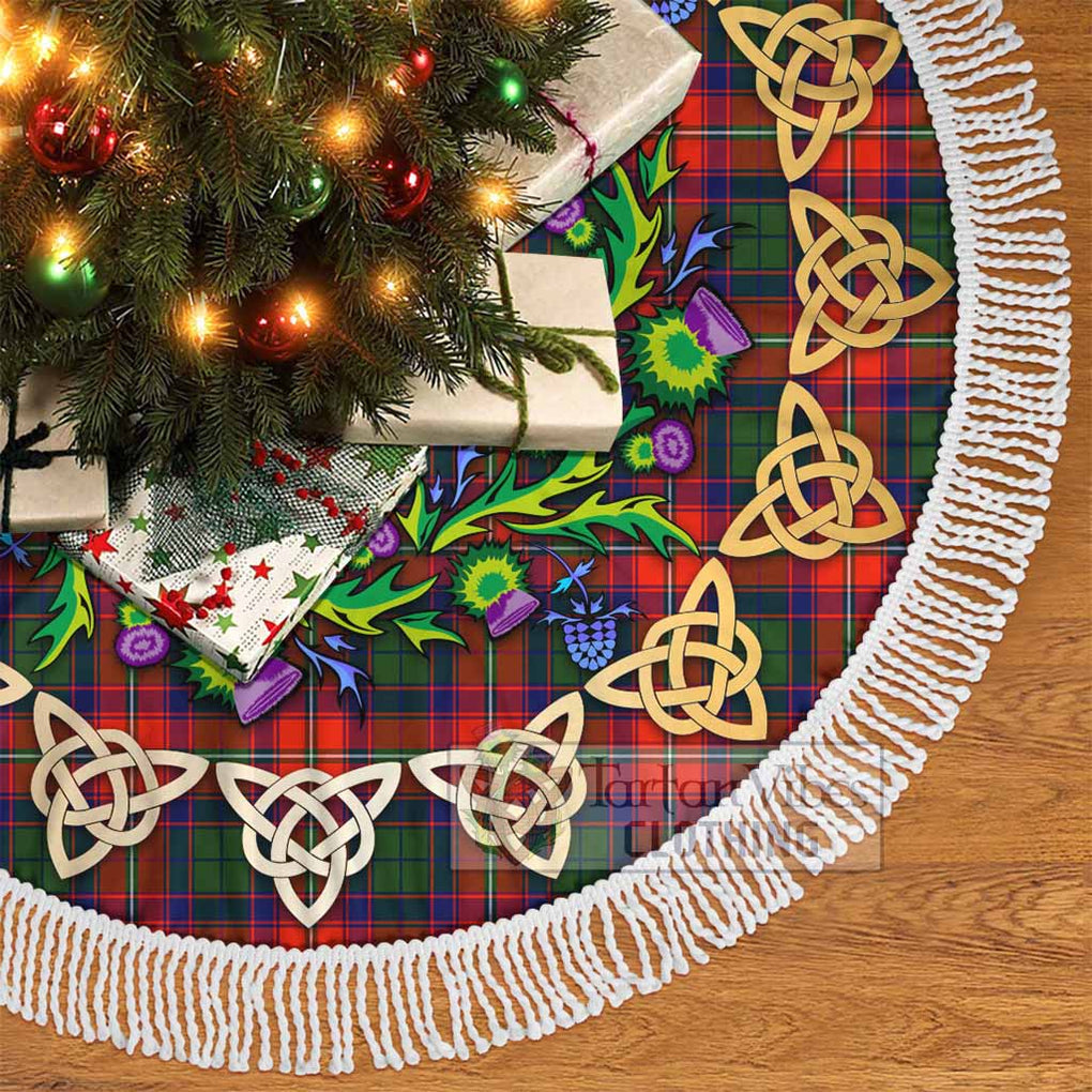 Tartan Vibes Clothing Wauchope Tartan Christmas Tree Skirt with Thistle Celtic Knot Style