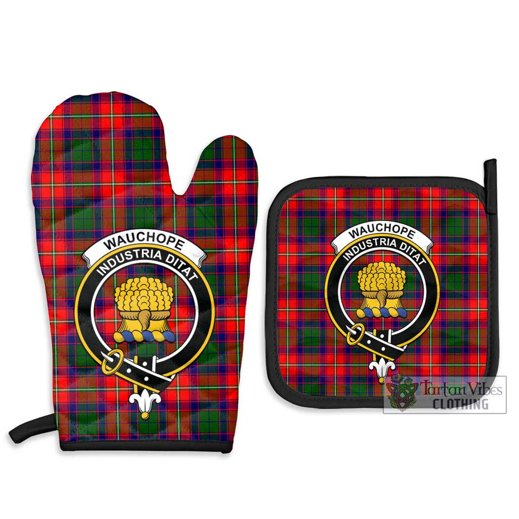 Wauchope Tartan Combo Oven Mitt & Pot-Holder with Family Crest Combo 1 Oven Mitt & 2 Pot-Holder Black - Tartan Vibes Clothing