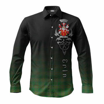 Way Irish Clan Long Sleeve Button Shirt with Coat of Arms Erin Go Bragh Celtic Inspired Men's Shirt S - Tartan Vibes Clothing