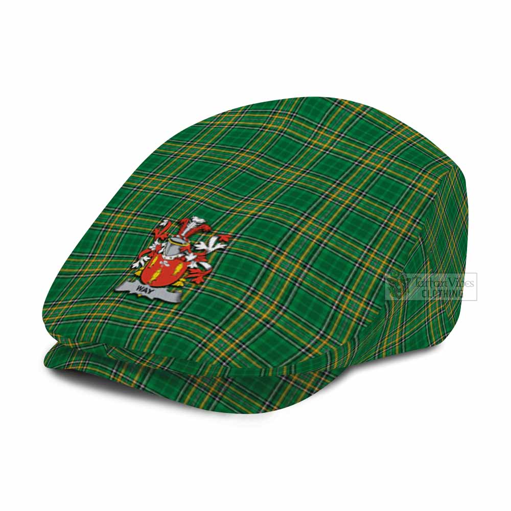 Way Irish Clan Tartan Jeff Cap, Tartan Flat Cap with Coat of Arm - Tartan Vibes Clothing