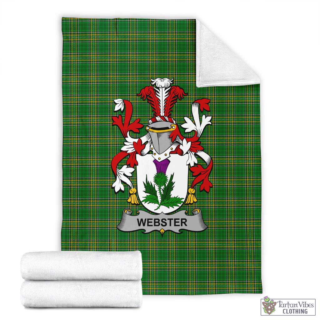 Tartan Vibes Clothing Webster Irish Clan Tartan Blanket with Coat of Arms