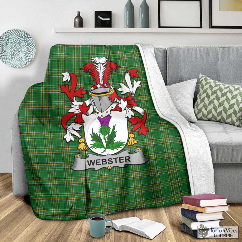 Tartan Vibes Clothing Webster Irish Clan Tartan Blanket with Coat of Arms