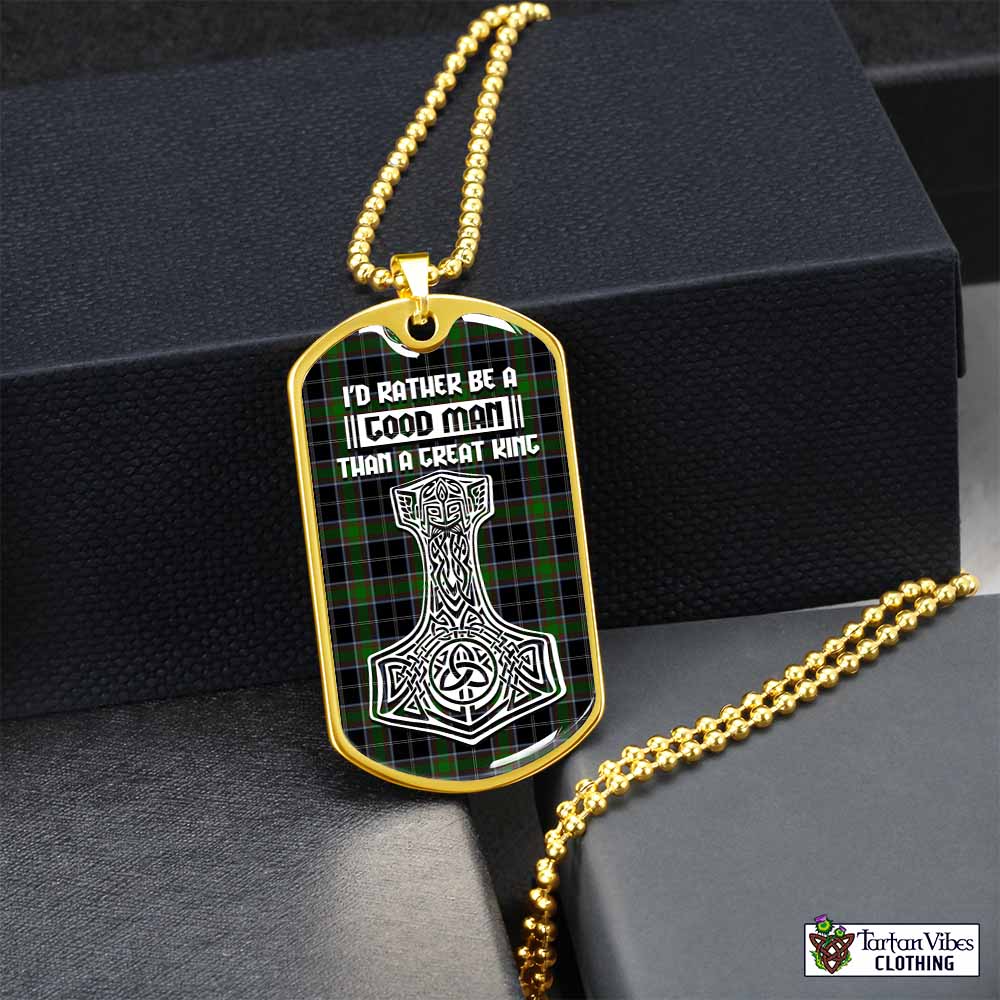 Webster Tartan Dog Tag Necklace Viking Mjolnir Style Gold No - Tartan Vibes Clothing