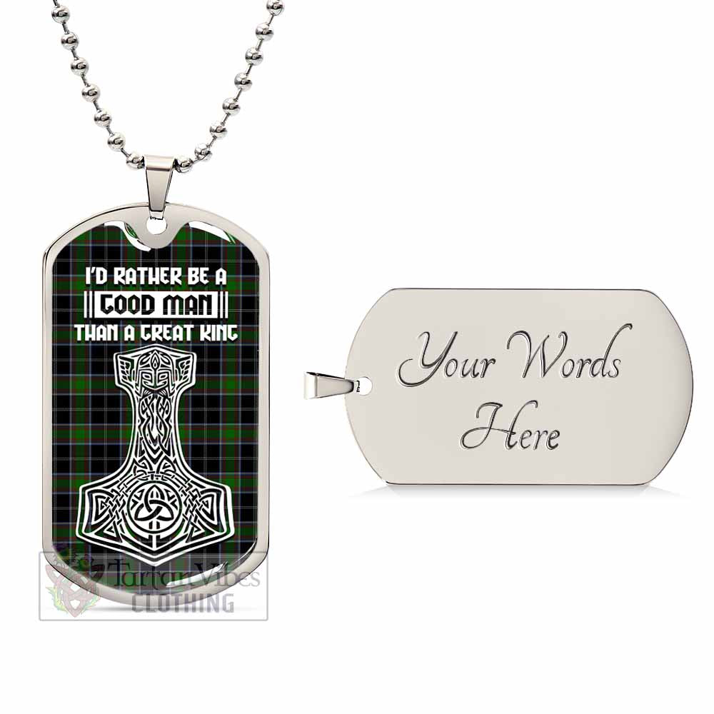 Webster Tartan Dog Tag Necklace Viking Mjolnir Style Silver Yes - Tartan Vibes Clothing