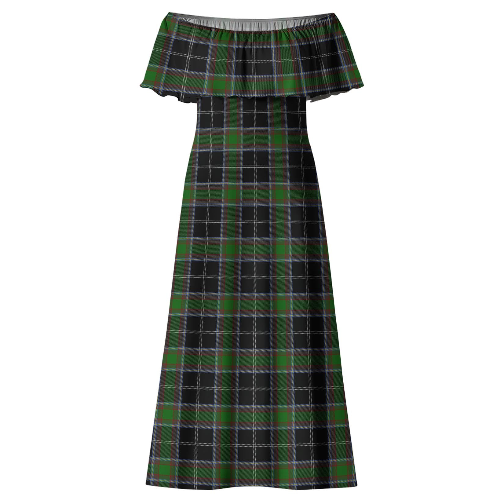 Webster Tartan Off Shoulder Long Dress - Tartanvibesclothing