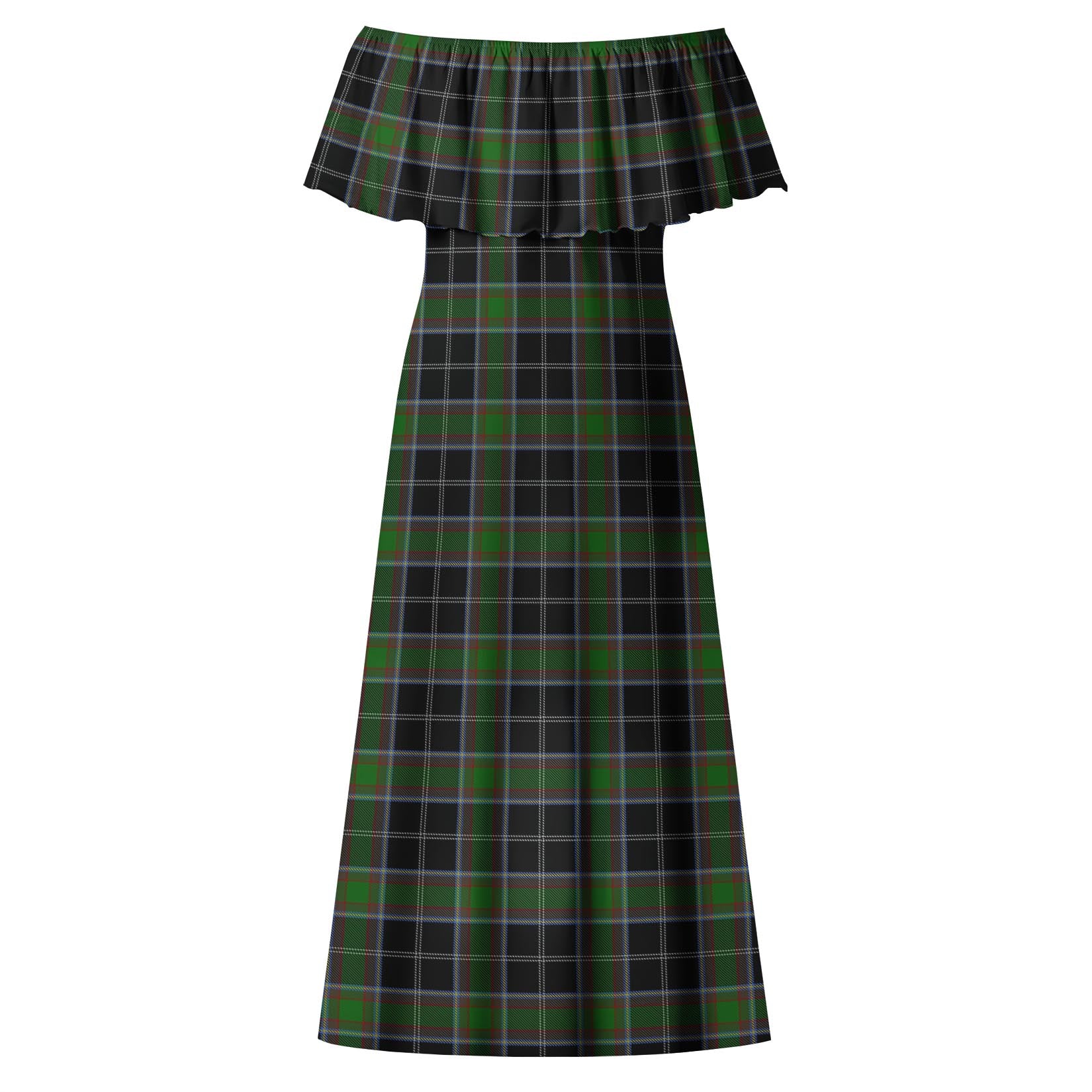 Webster Tartan Off Shoulder Long Dress - Tartanvibesclothing