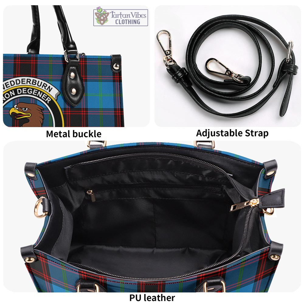 Tartan Vibes Clothing Wedderburn Tartan Luxury Leather Handbags with Family Crest