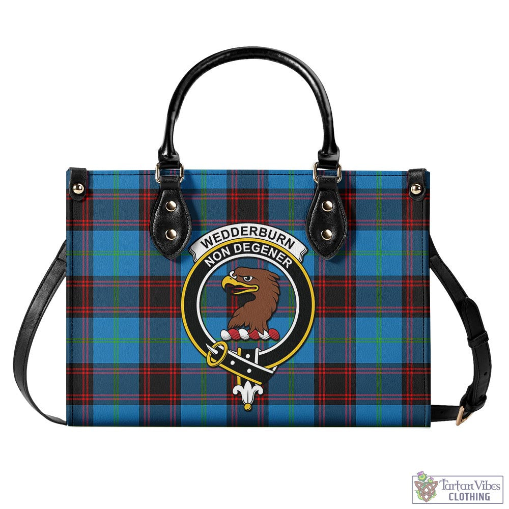 Tartan Vibes Clothing Wedderburn Tartan Luxury Leather Handbags with Family Crest