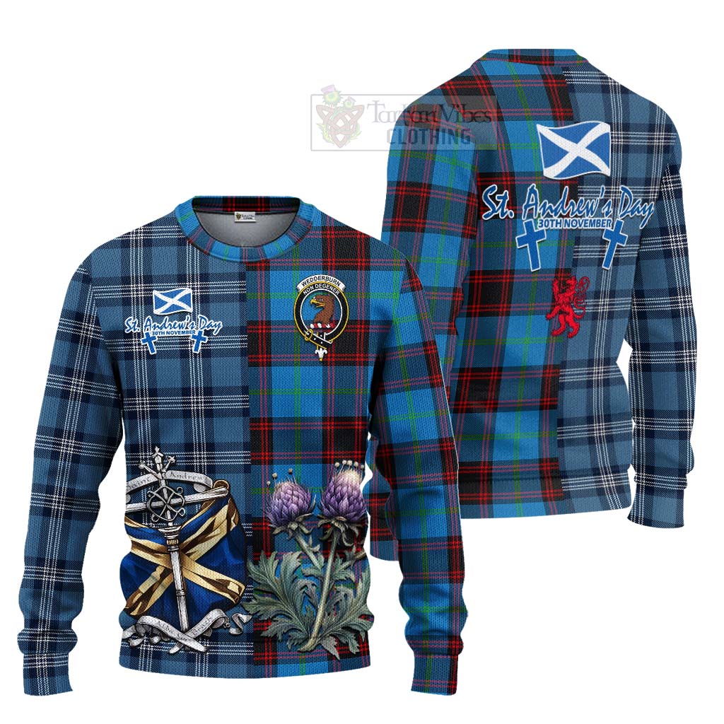 Tartan Vibes Clothing Wedderburn Tartan Knitted Sweater Happy St. Andrew's Day Half Tartan Style