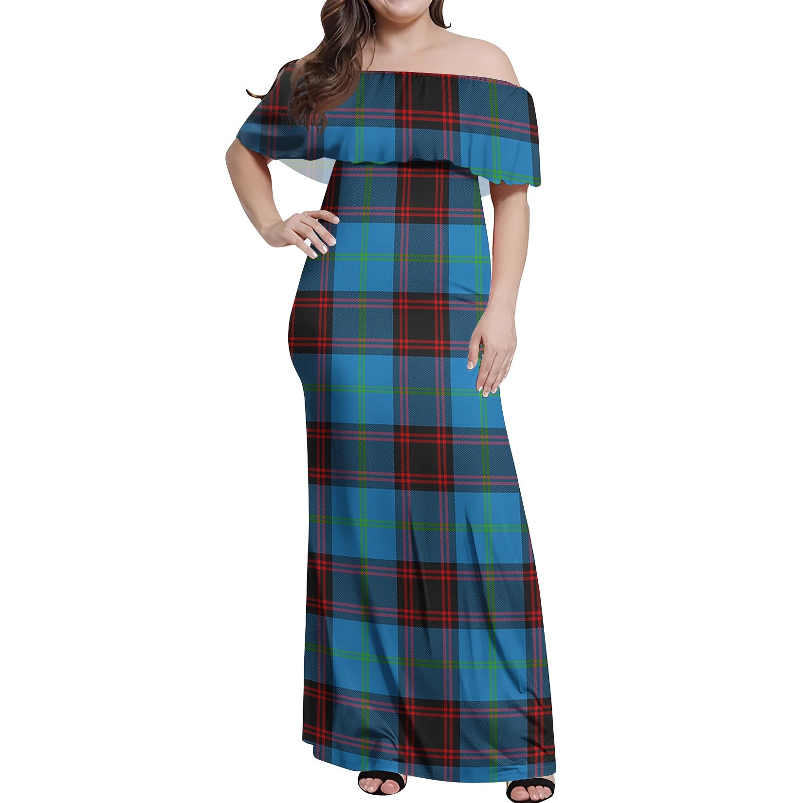 Wedderburn Tartan Off Shoulder Long Dress Women's Dress - Tartanvibesclothing