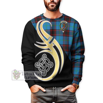 Wedderburn Tartan Sweatshirt with Family Crest and Celtic Symbol Style