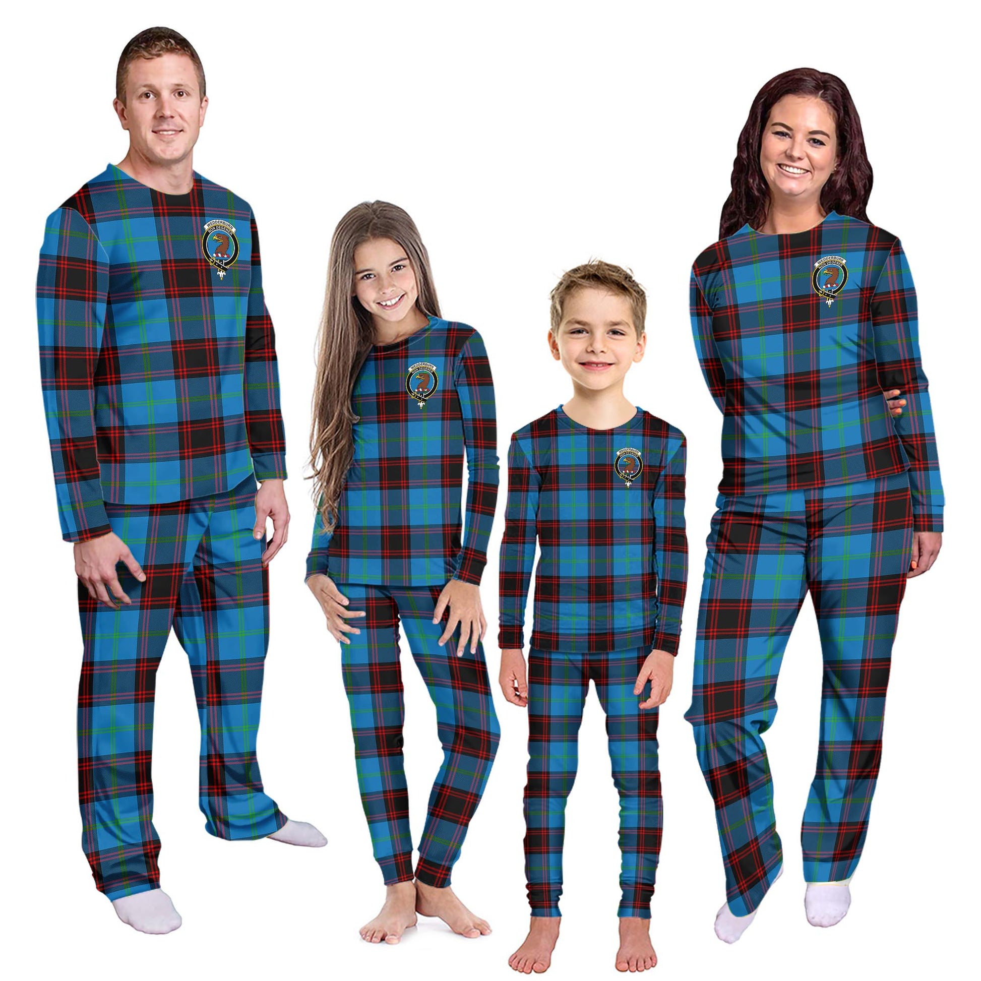 Wedderburn Tartan Pajamas Family Set with Family Crest - Tartanvibesclothing