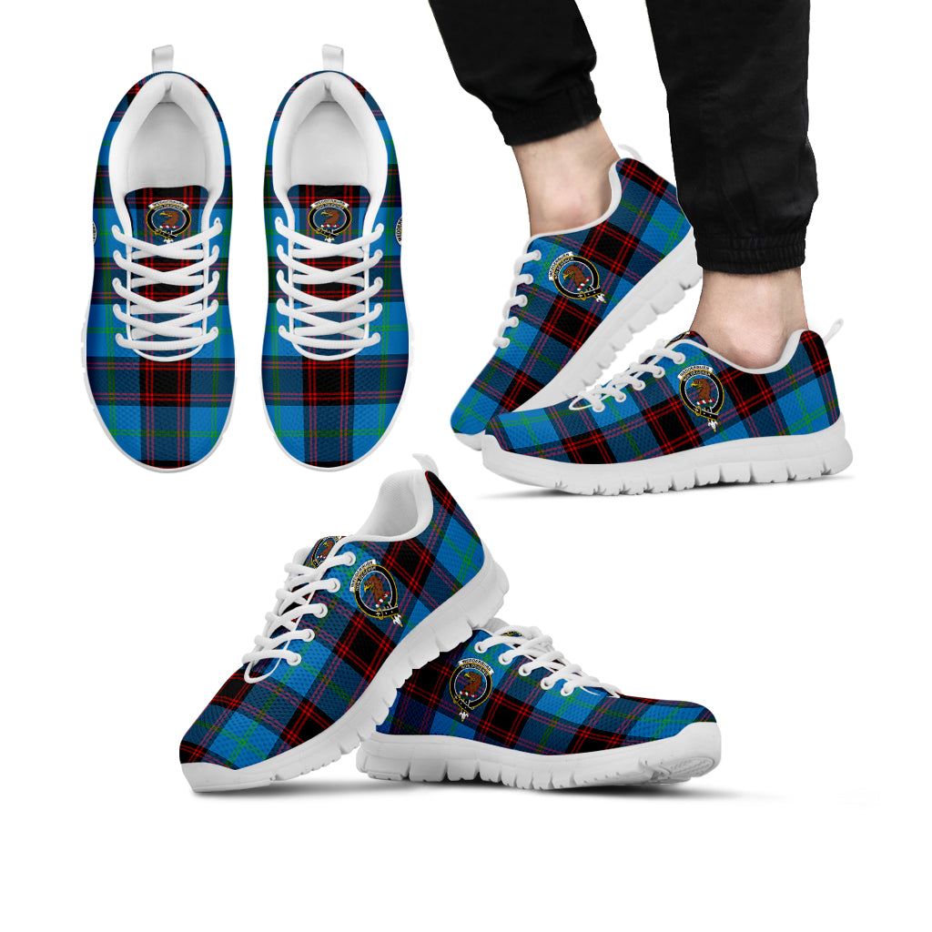 Wedderburn Tartan Sneakers with Family Crest Kid's Sneakers - Tartan Vibes Clothing