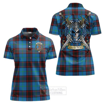 Wedderburn Tartan Women's Polo Shirt with Family Crest Celtic Skull Style