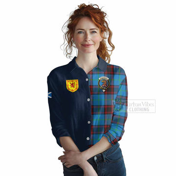 Wedderburn Tartan Women's Casual Shirt Alba with Scottish Lion Royal Arm Half Style