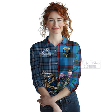 Wedderburn Tartan Women's Casual Shirt Happy St. Andrew's Day Half Tartan Style