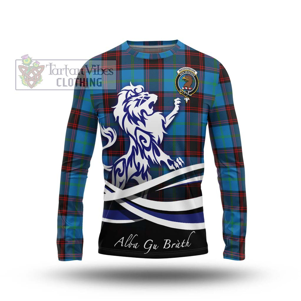 Wedderburn Tartan Long Sleeve T-Shirt with Alba Gu Brath Regal Lion Emblem Unisex - Tartanvibesclothing Shop