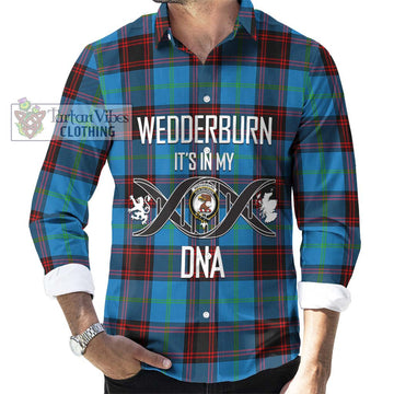 Wedderburn Tartan Long Sleeve Button Shirt with Family Crest DNA In Me Style