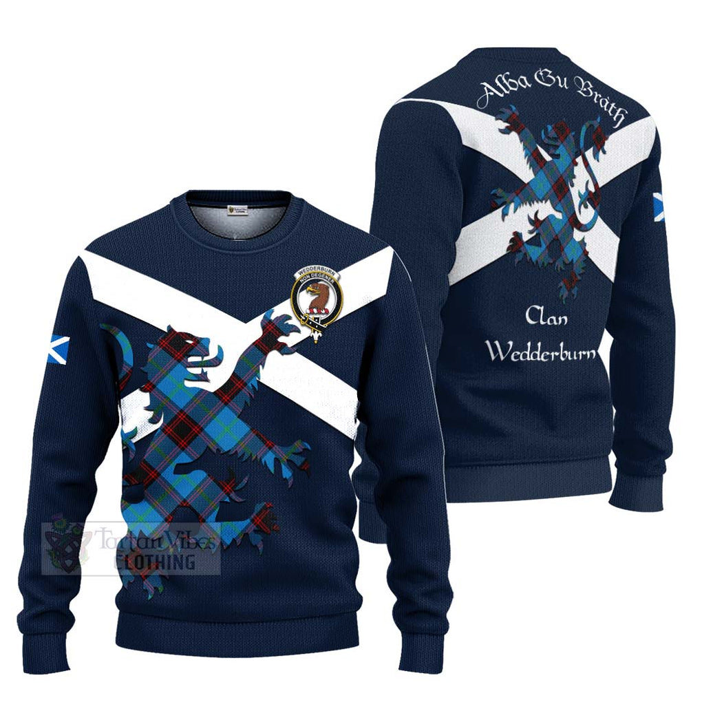 Tartan Vibes Clothing Wedderburn Tartan Lion Rampant Knitted Sweater – Proudly Display Your Heritage with Alba Gu Brath and Clan Name