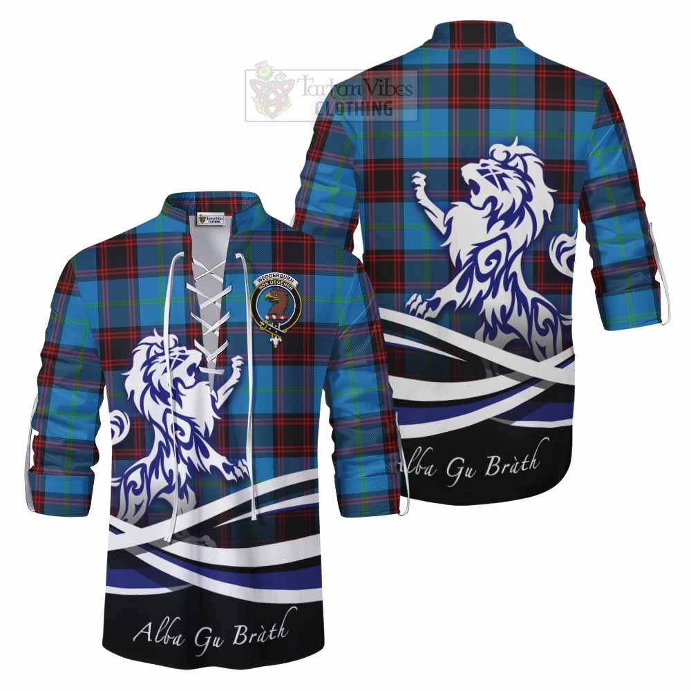 Tartan Vibes Clothing Wedderburn Tartan Ghillie Kilt Shirt with Alba Gu Brath Regal Lion Emblem