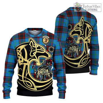 Wedderburn Tartan Ugly Sweater with Family Crest Celtic Wolf Style