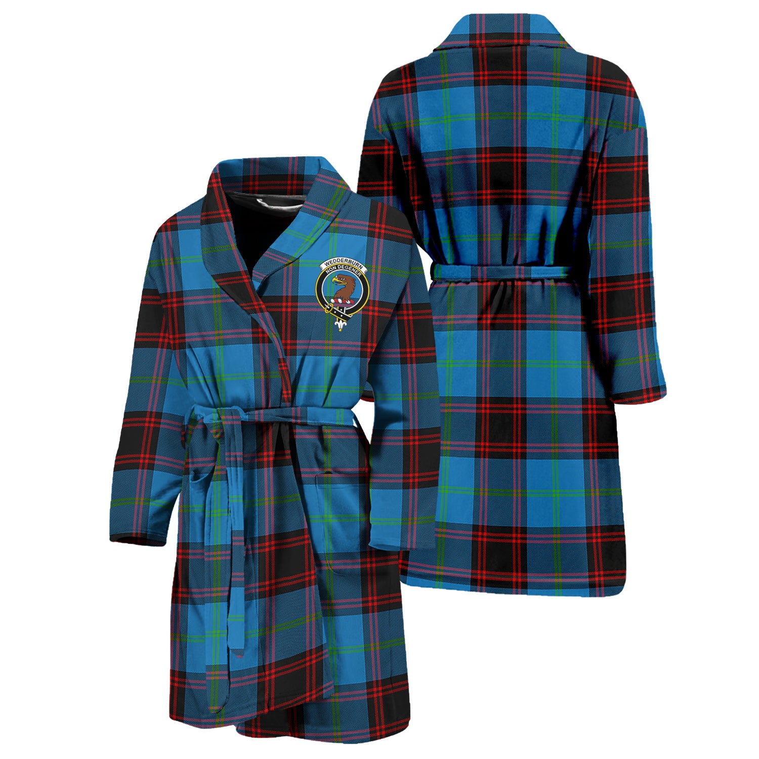 Wedderburn Tartan Bathrobe with Family Crest Unisex S - Tartan Vibes Clothing