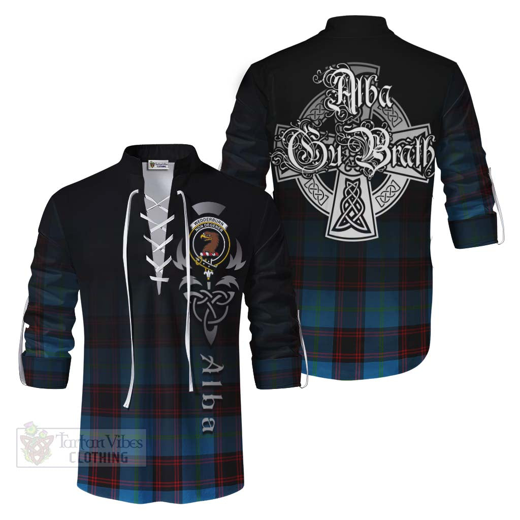 Tartan Vibes Clothing Wedderburn Tartan Ghillie Kilt Shirt Featuring Alba Gu Brath Family Crest Celtic Inspired