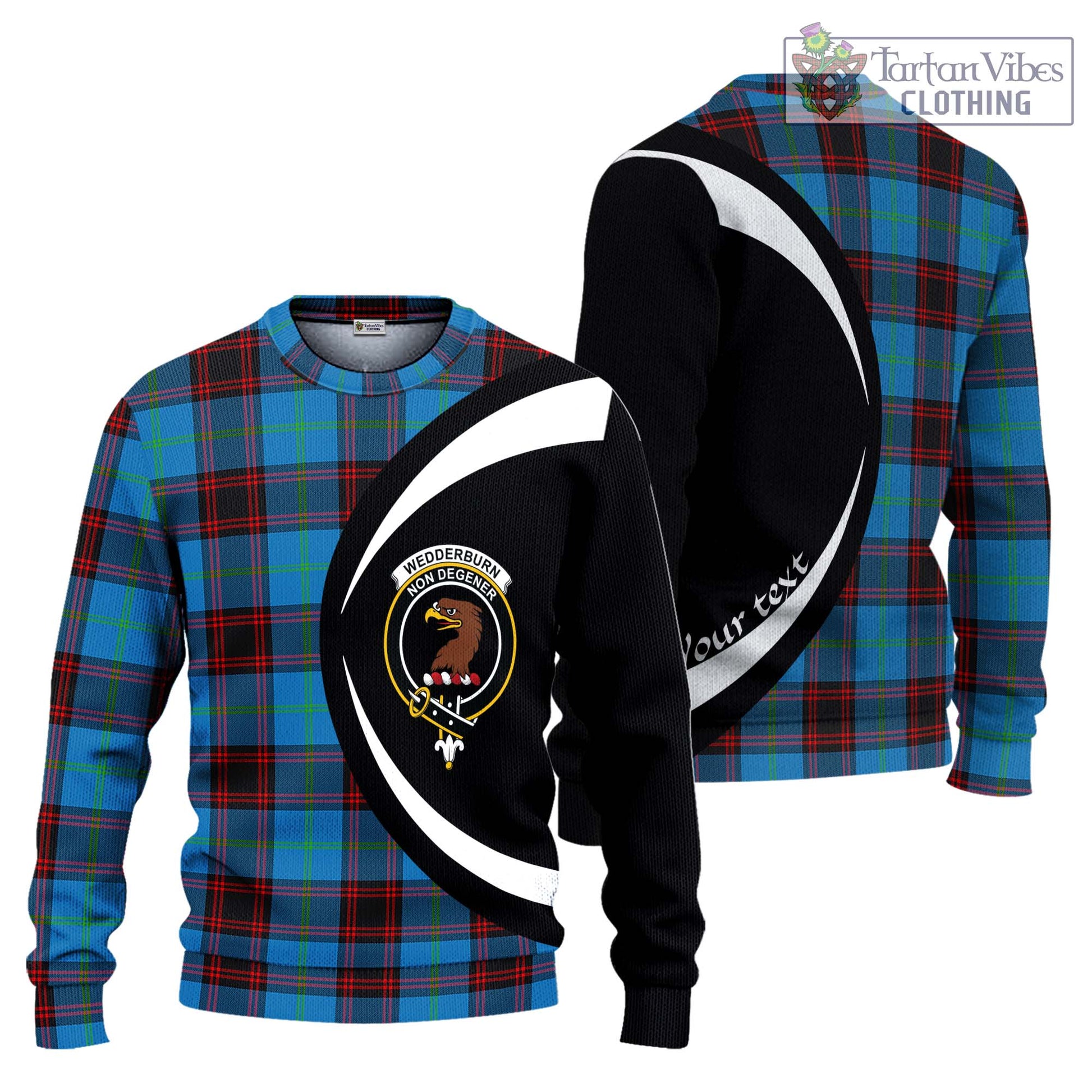 Wedderburn Tartan Knitted Sweater with Family Crest Circle Style Unisex - Tartan Vibes Clothing