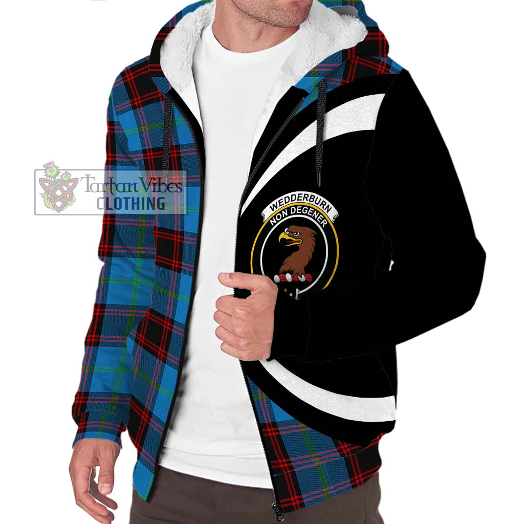 Wedderburn Tartan Sherpa Hoodie with Family Crest Circle Style Unisex S - Tartan Vibes Clothing