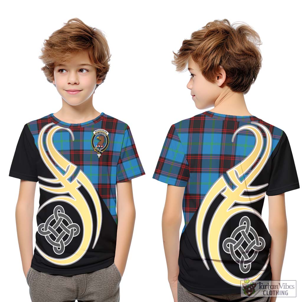 Wedderburn Tartan Kid T-Shirt with Family Crest and Celtic Symbol Style Youth XL Size14 - Tartan Vibes Clothing