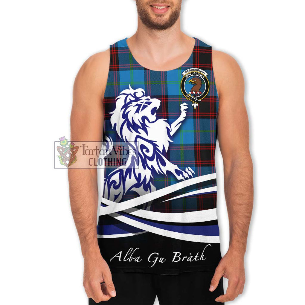 Wedderburn Tartan Men's Tank Top with Alba Gu Brath Regal Lion Emblem Men - Tartanvibesclothing Shop