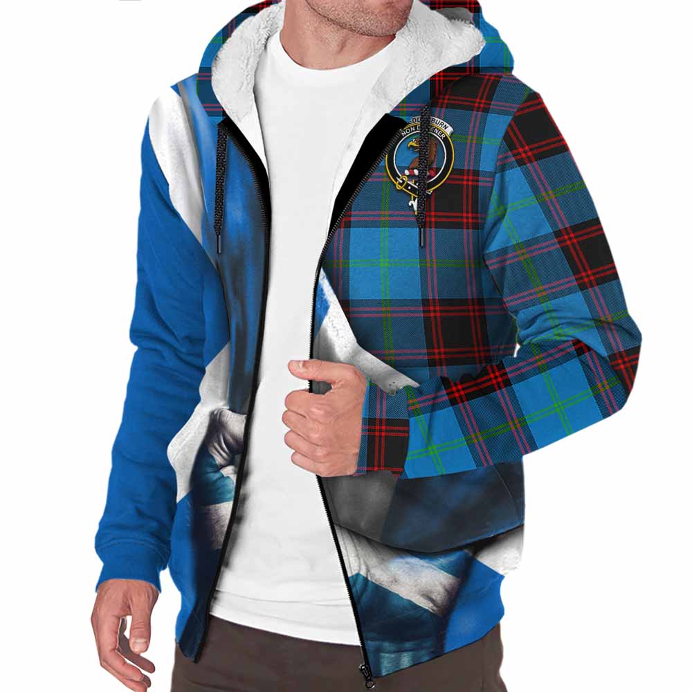 Tartan Vibes Clothing Wedderburn Tartan Sherpa Hoodie with Family Crest Scotland Patriotic Style