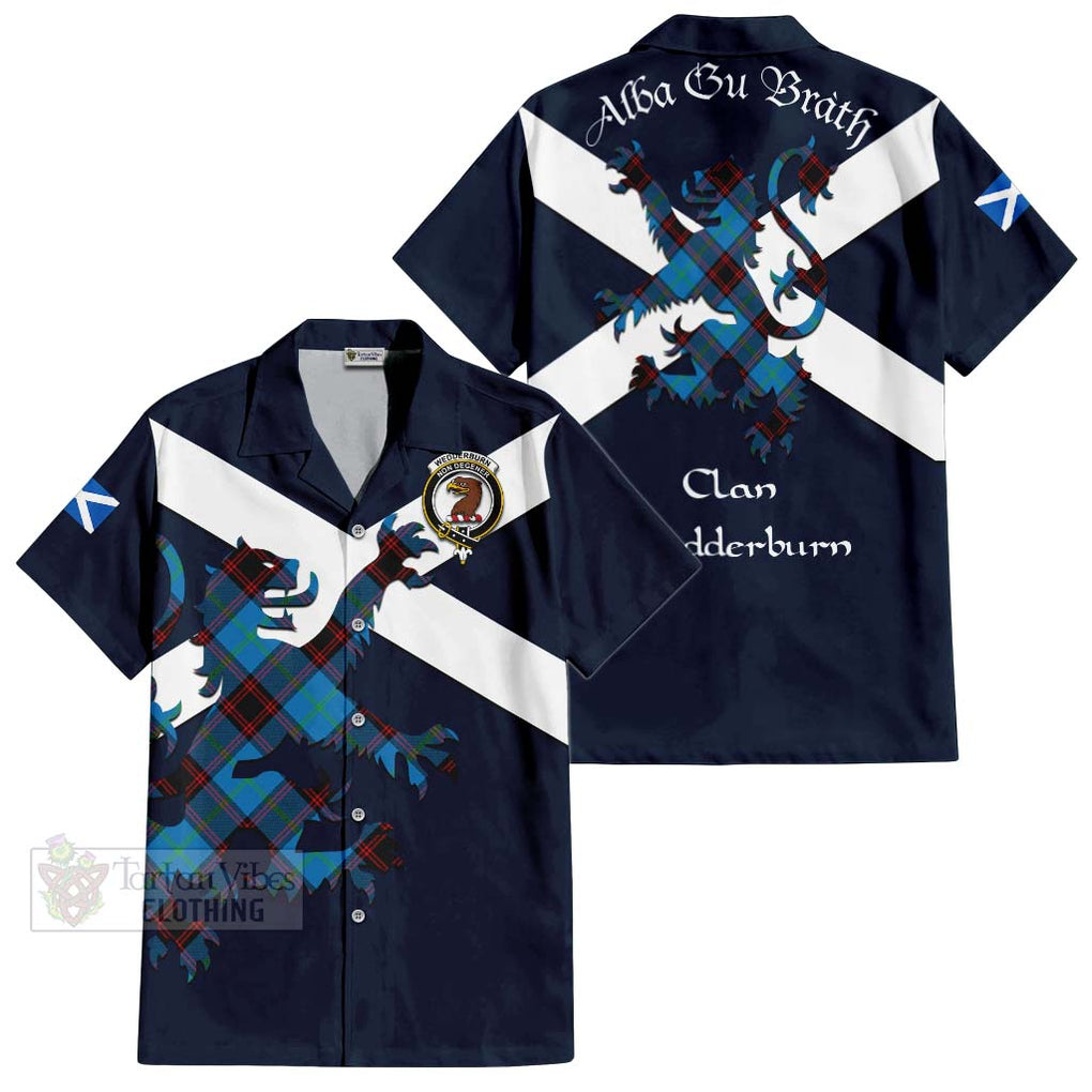 Tartan Vibes Clothing Wedderburn Tartan Lion Rampant Short Sleeve Button Shirt – Proudly Display Your Heritage with Alba Gu Brath and Clan Name