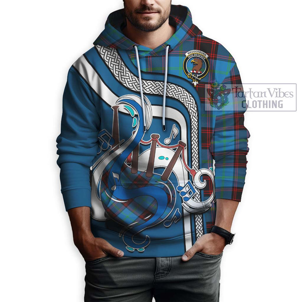 Wedderburn Tartan Hoodie with Epic Bagpipe Style Zip Hoodie - Tartanvibesclothing Shop