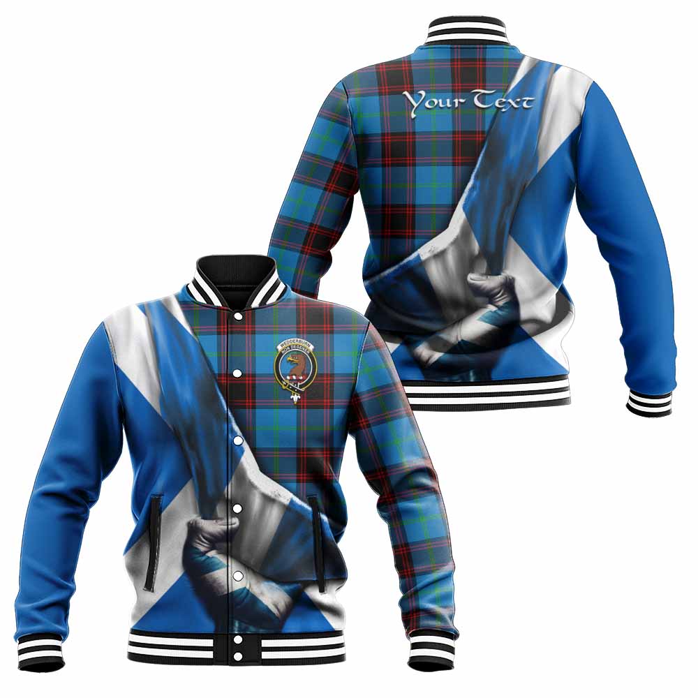 Tartan Vibes Clothing Wedderburn Tartan Baseball Jacket with Family Crest Scotland Patriotic Style