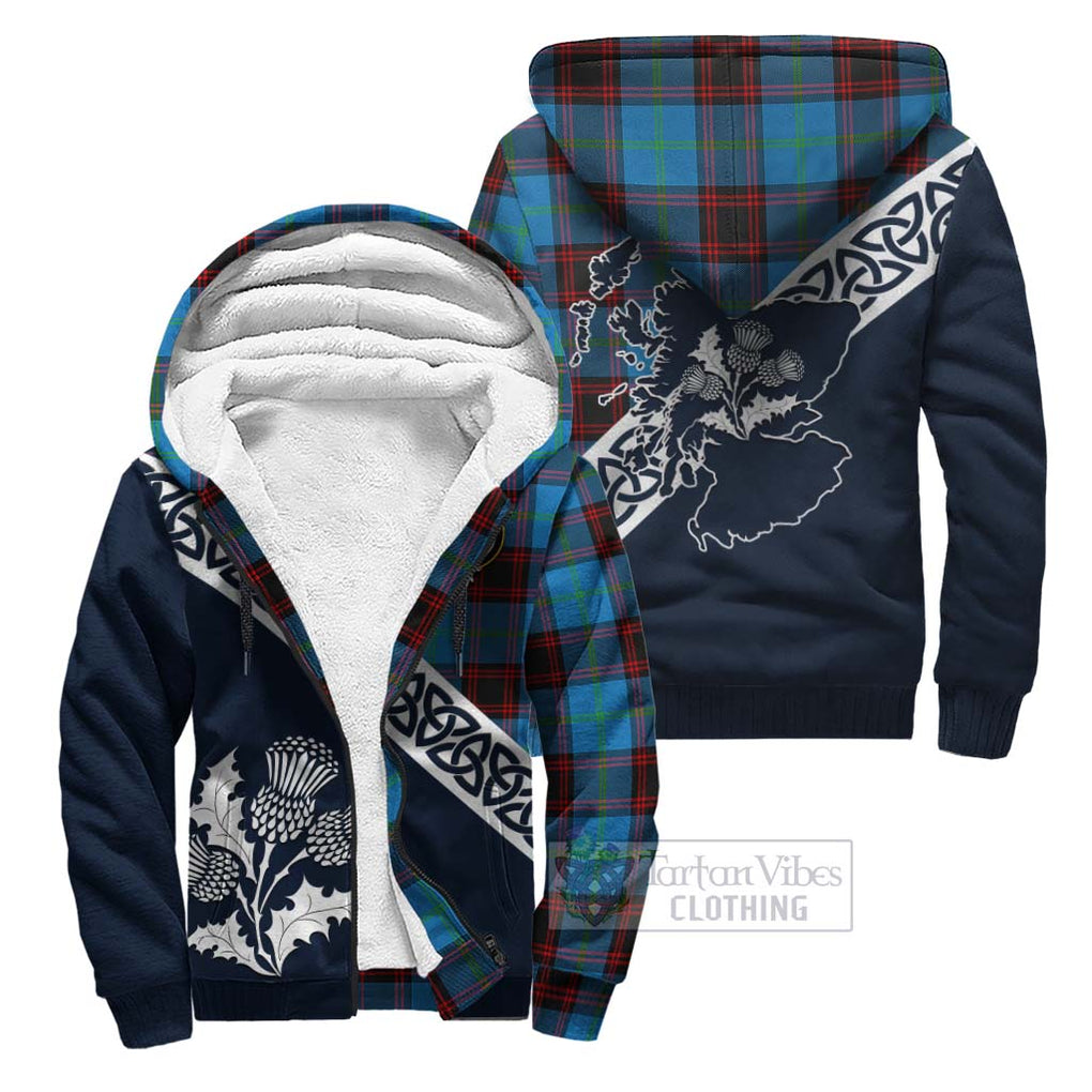 Tartan Vibes Clothing Wedderburn Tartan Sherpa Hoodie Featuring Thistle and Scotland Map