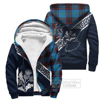 Wedderburn Tartan Sherpa Hoodie Featuring Thistle and Scotland Map