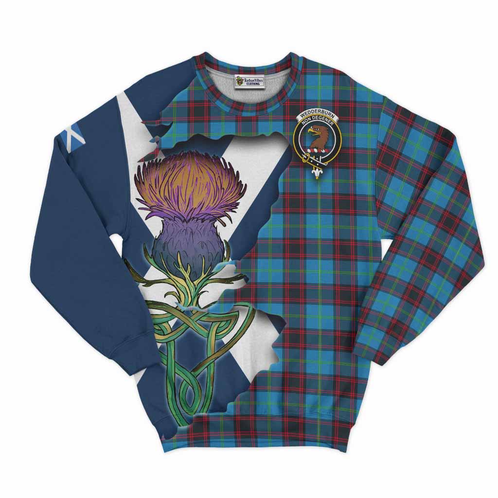 Wedderburn Tartan Family Crest Sweatshirt Scottish Thistle Celtic Inspired Unisex - Tartan Vibes Clothing