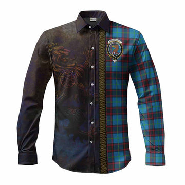 Wedderburn Tartan Family Crest Long Sleeve Button Shirt Alba Gu Brath Be Brave Lion Ancient Style Men's Shirt S - Tartan Vibes Clothing