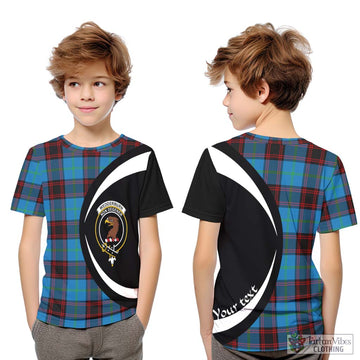 Wedderburn Tartan Kid T-Shirt with Family Crest Circle Style