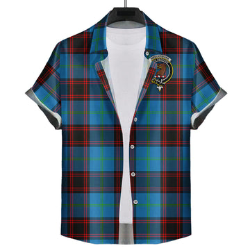 Wedderburn Tartan Short Sleeve Button Down Shirt with Family Crest