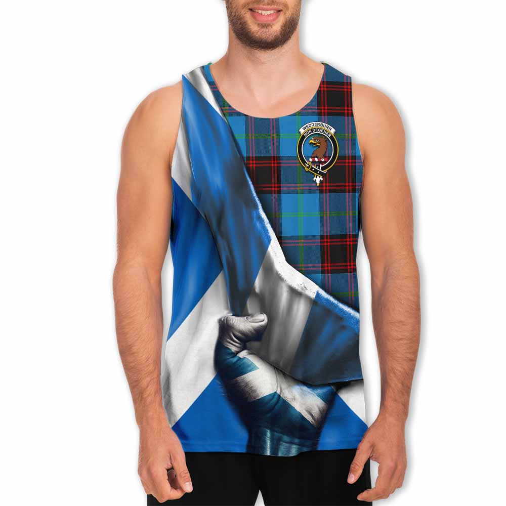 Tartan Vibes Clothing Wedderburn Tartan Men's Tank Top with Family Crest Scotland Patriotic Style