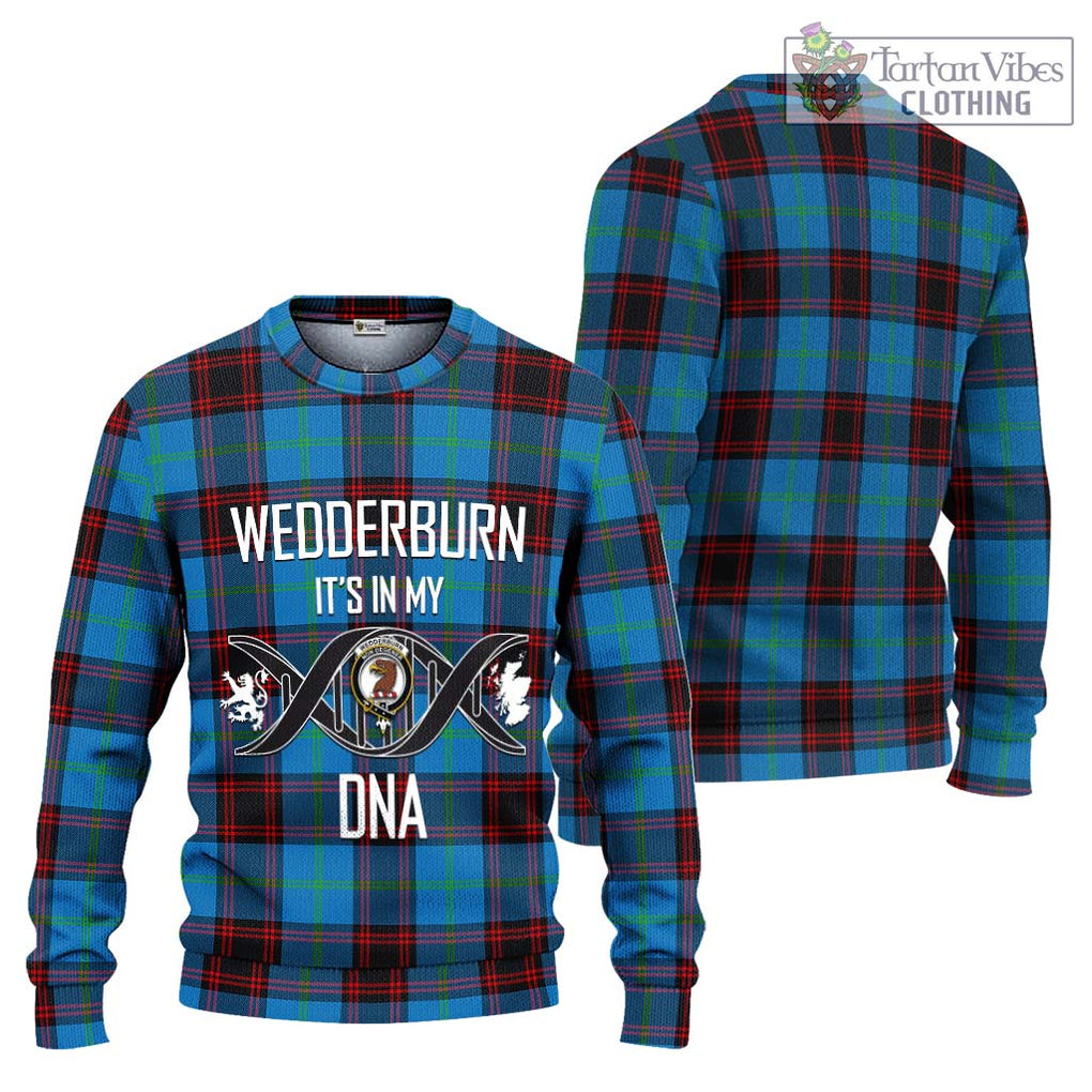 Wedderburn Tartan Knitted Sweater with Family Crest DNA In Me Style Unisex - Tartanvibesclothing Shop