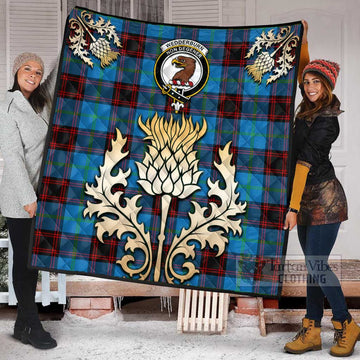 Wedderburn Tartan Quilt with Family Crest and Golden Thistle Style