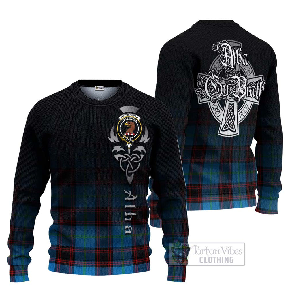 Tartan Vibes Clothing Wedderburn Tartan Knitted Sweater Featuring Alba Gu Brath Family Crest Celtic Inspired