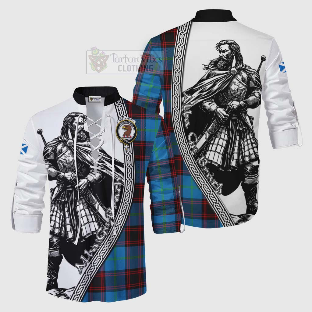 Tartan Vibes Clothing Wedderburn Tartan Clan Crest Ghillie Kilt Shirt with Highlander Warrior Celtic Style