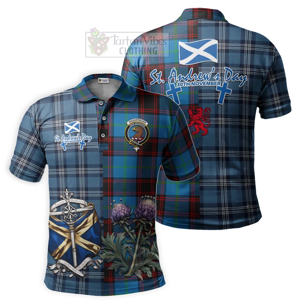 Tartan Vibes Clothing Wedderburn Tartan Polo Shirt Happy St. Andrew's Day Half Tartan Style