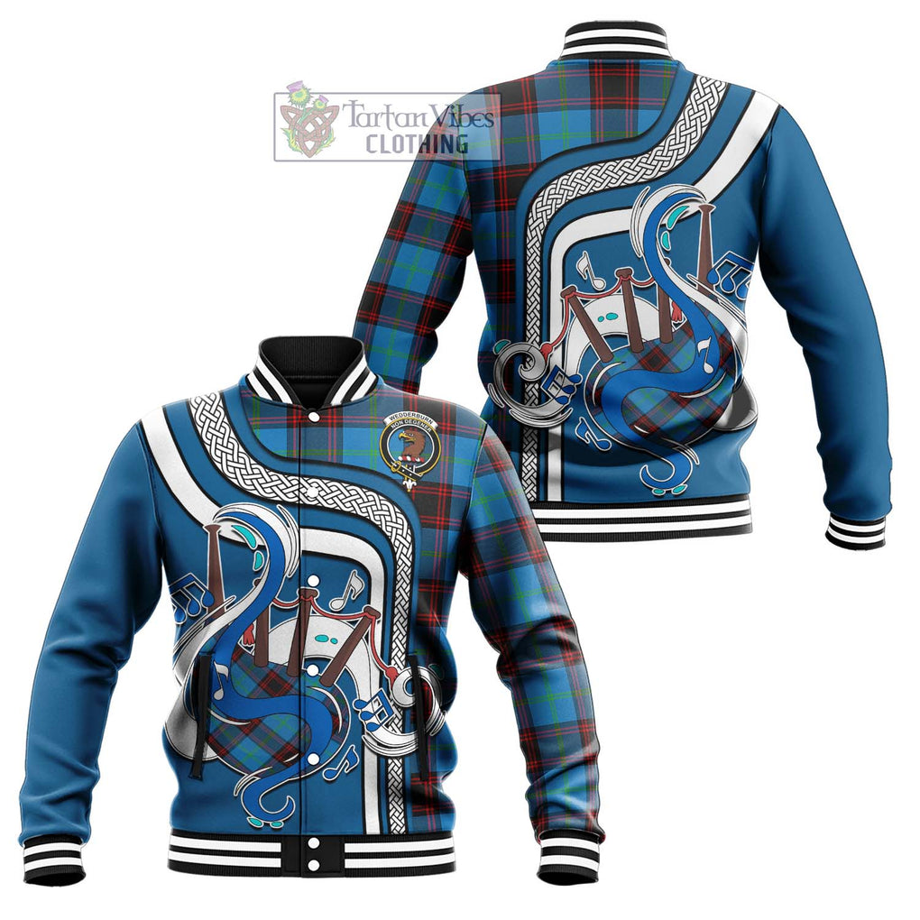 Tartan Vibes Clothing Wedderburn Tartan Baseball Jacket with Epic Bagpipe Style