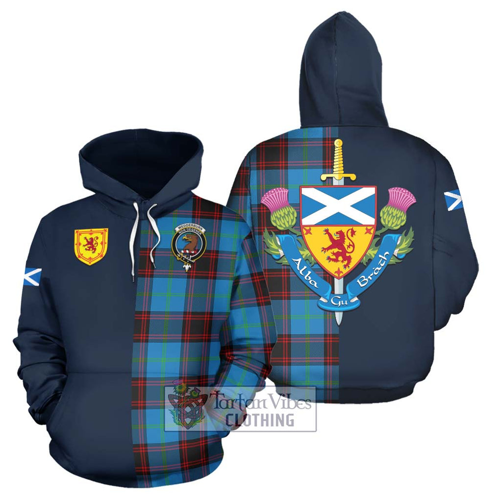 Tartan Vibes Clothing Wedderburn Tartan Hoodie with Scottish Lion Royal Arm Half Style