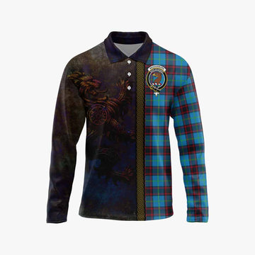 Wedderburn Tartan Family Crest Long Sleeve Polo Shirt Alba Gu Brath Be Brave Lion Ancient Style Unisex - Tartan Vibes Clothing